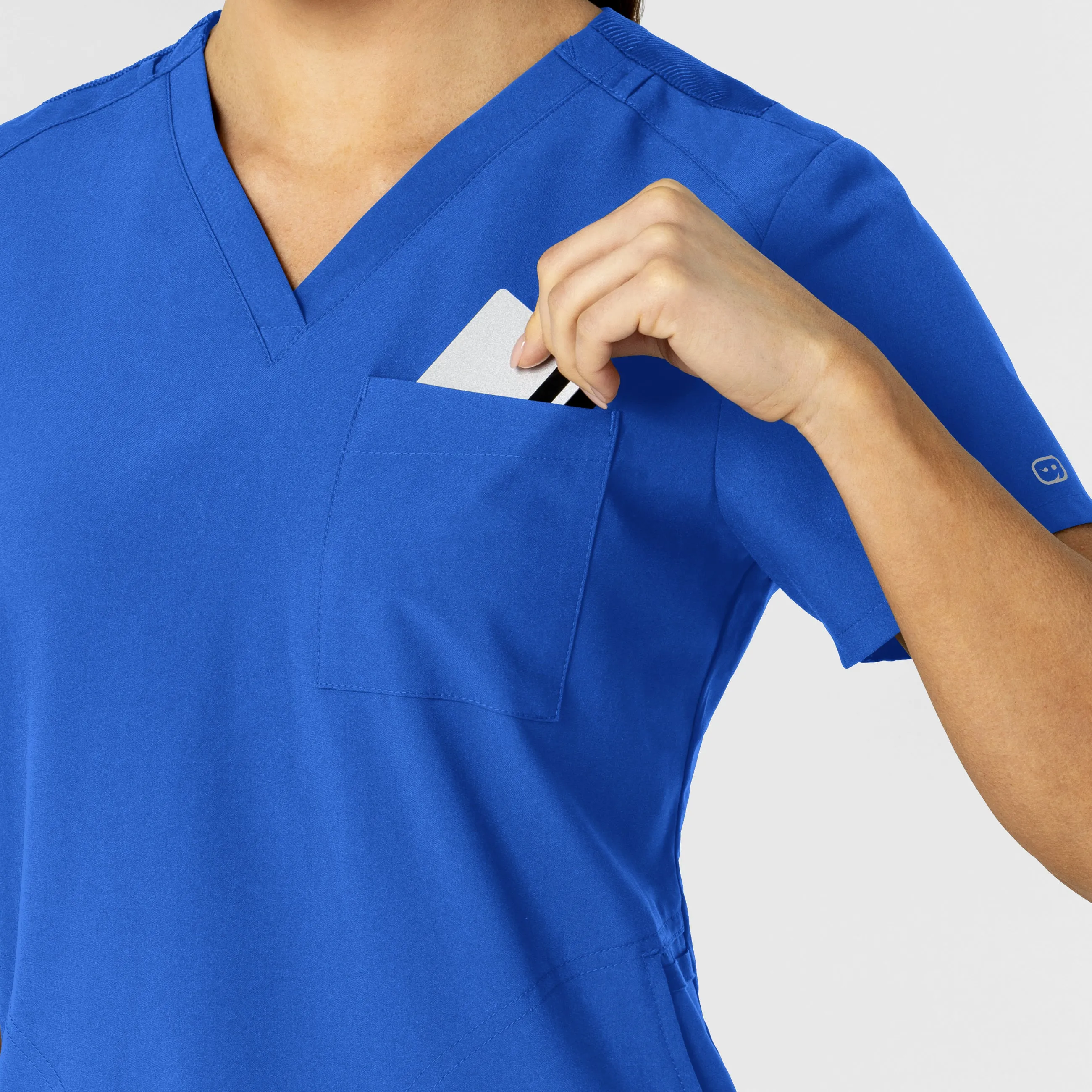 W123 Women's Flex-n-Reach V-Neck Scrub Top - Royal
