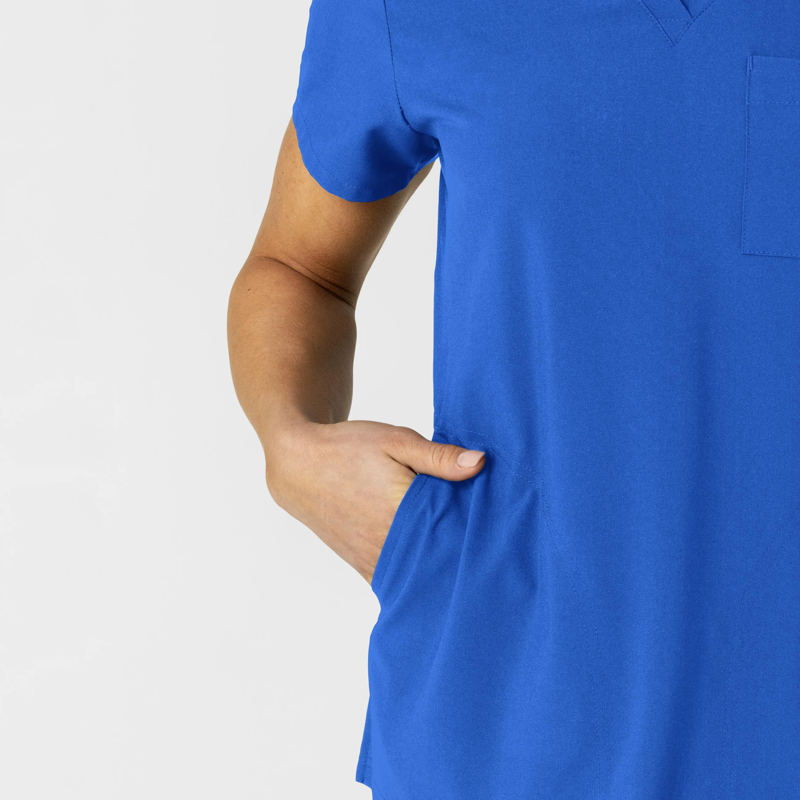 W123 Women's Flex-n-Reach V-Neck Scrub Top - Royal