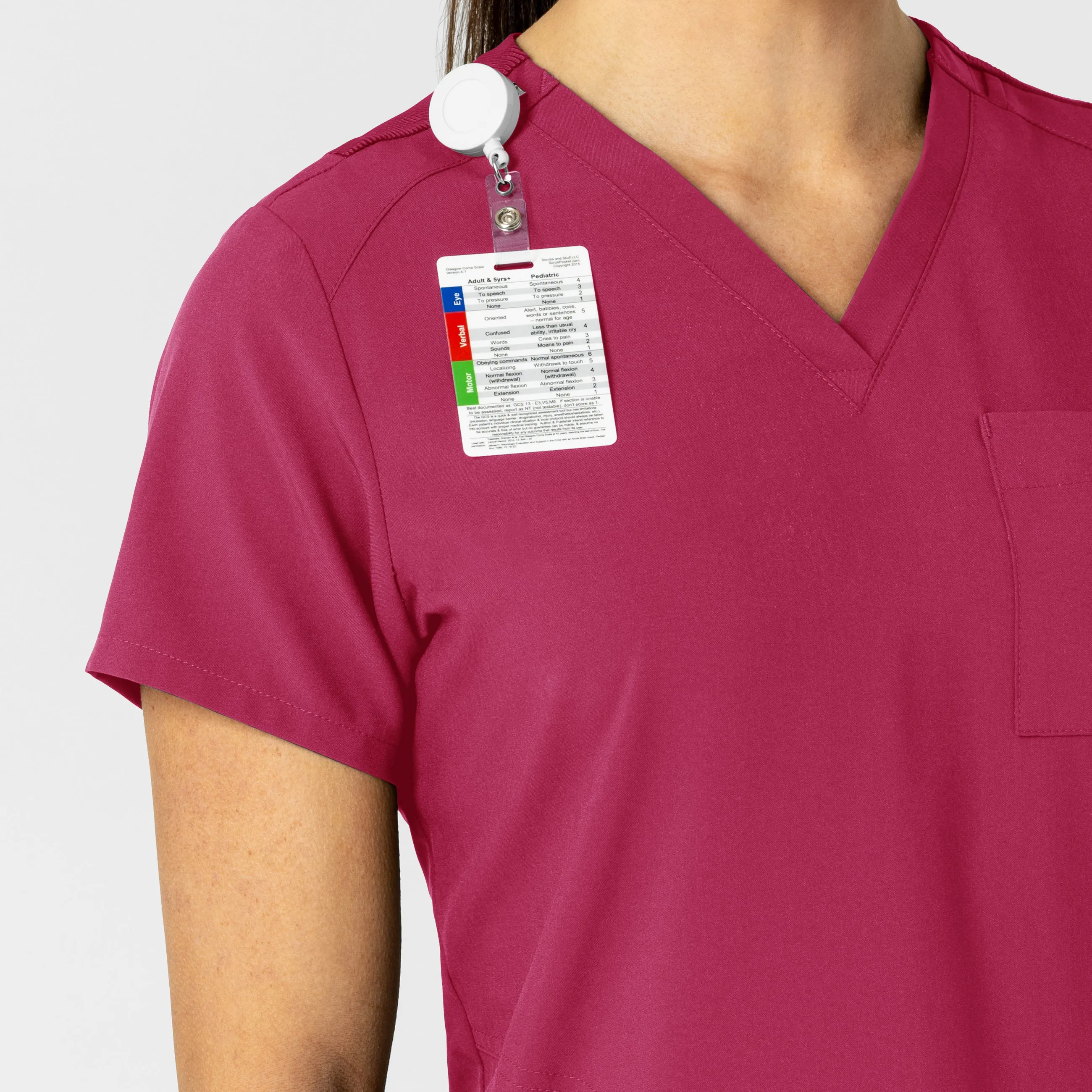 W123 Women's Flex-n-Reach V-Neck Scrub Top - Viva Magenta