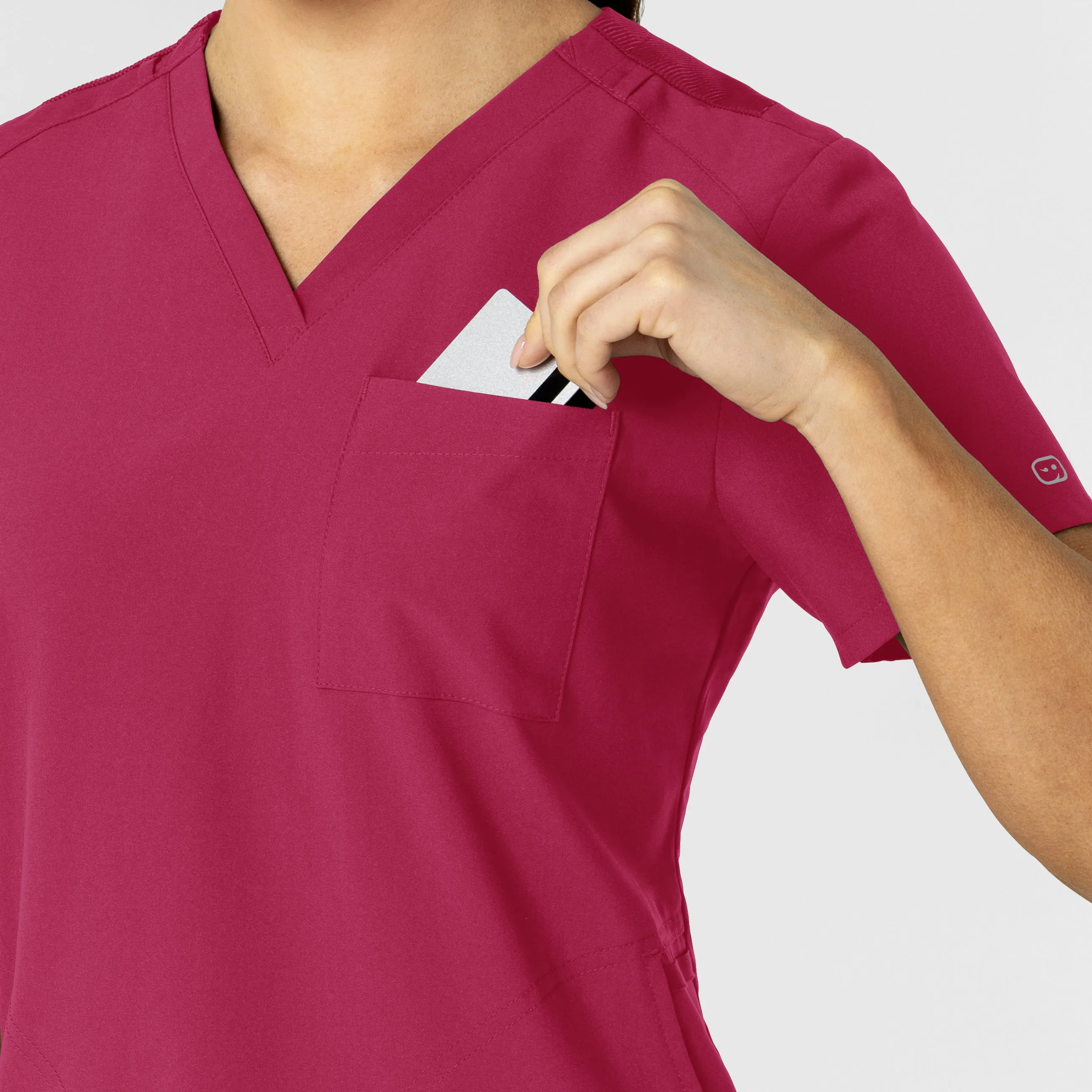 W123 Women's Flex-n-Reach V-Neck Scrub Top - Viva Magenta