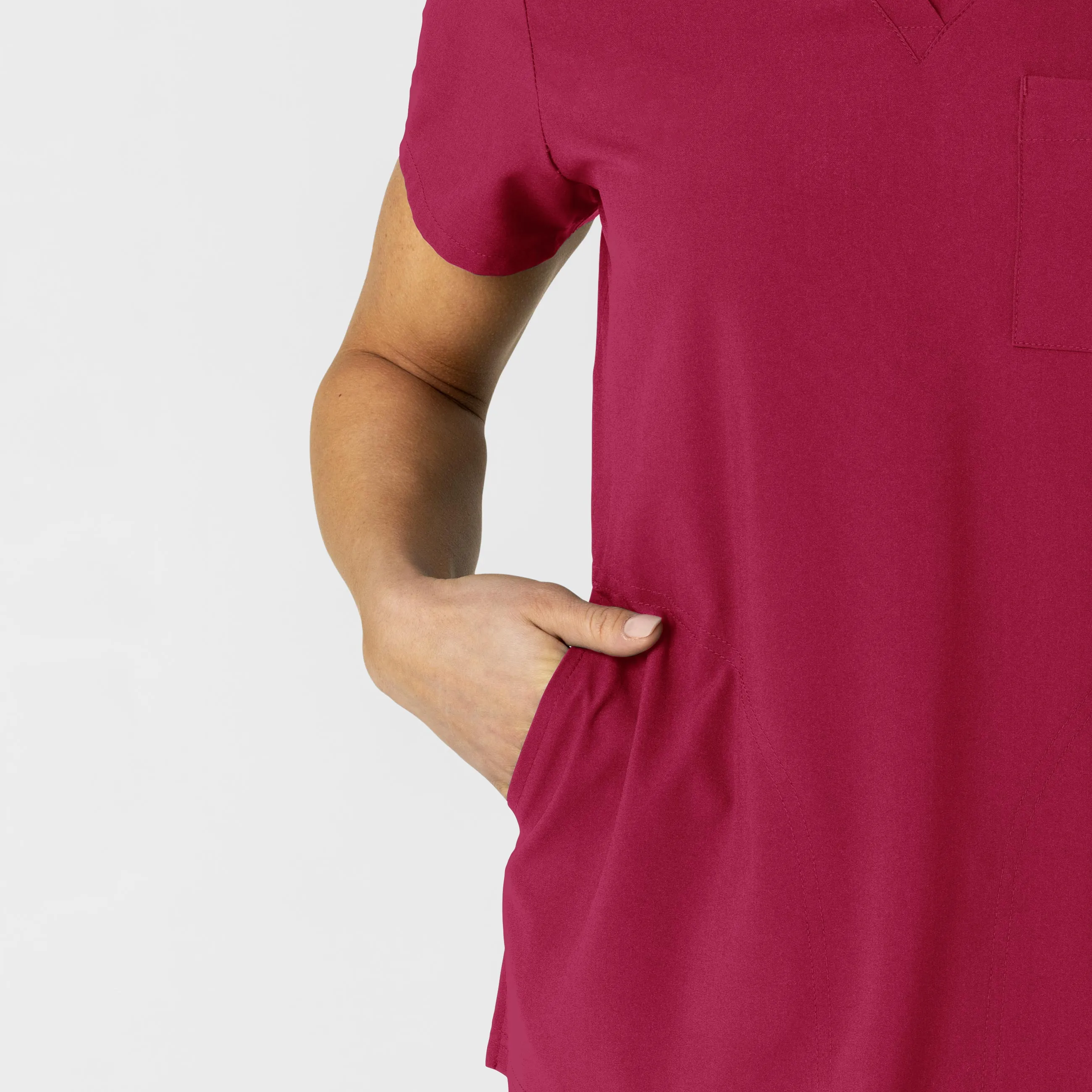W123 Women's Flex-n-Reach V-Neck Scrub Top - Viva Magenta