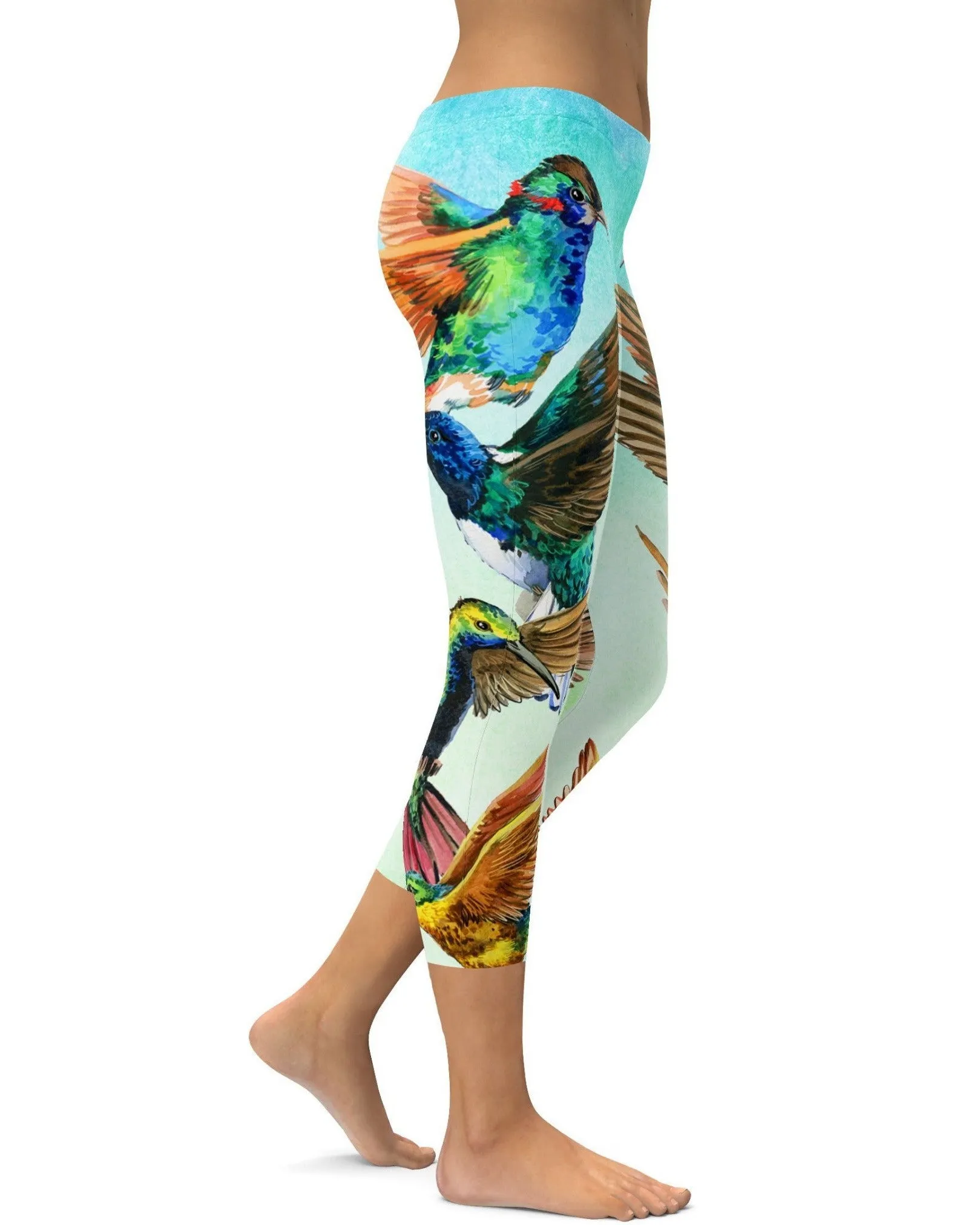 Watercolor Hummingbird Capris