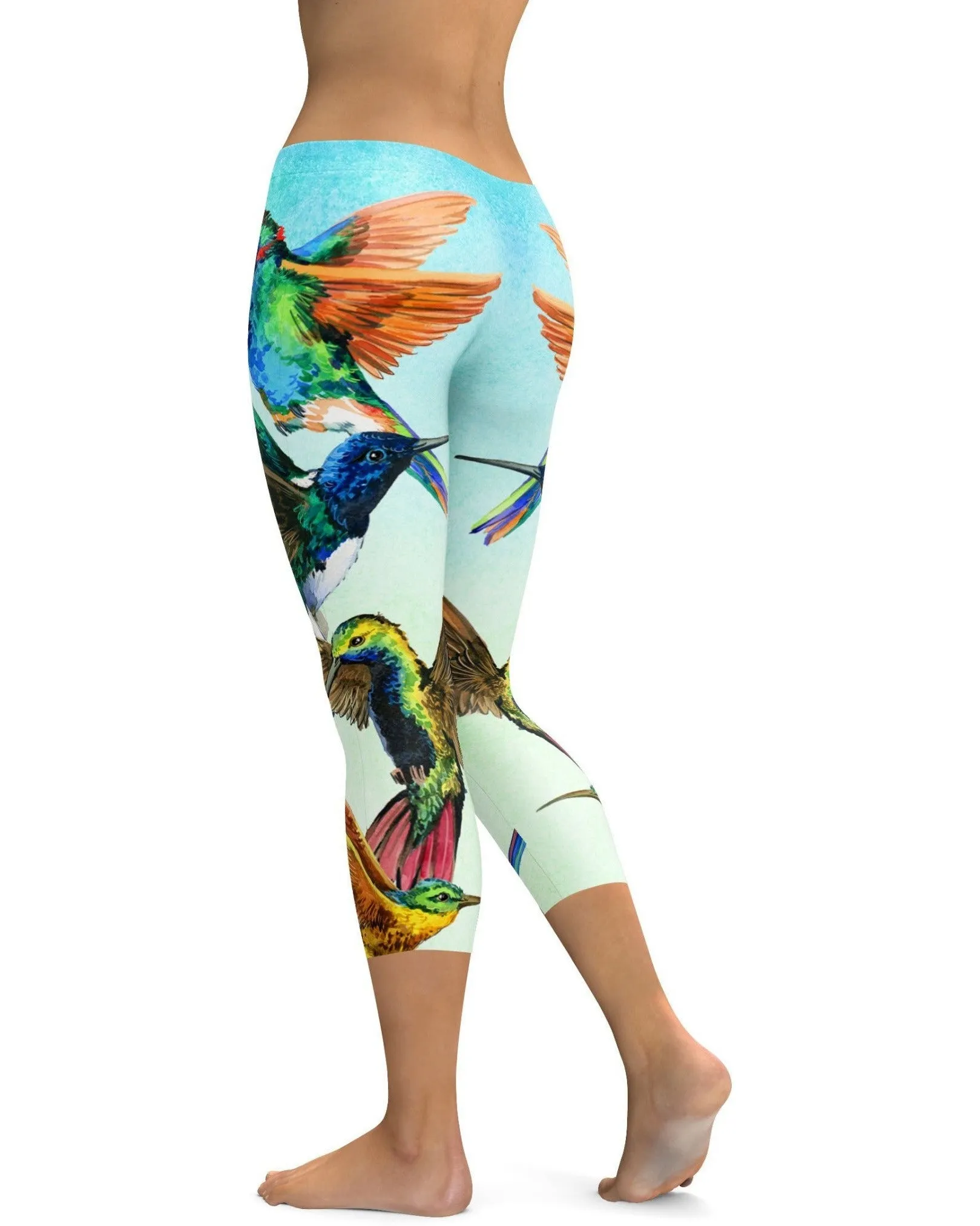 Watercolor Hummingbird Capris