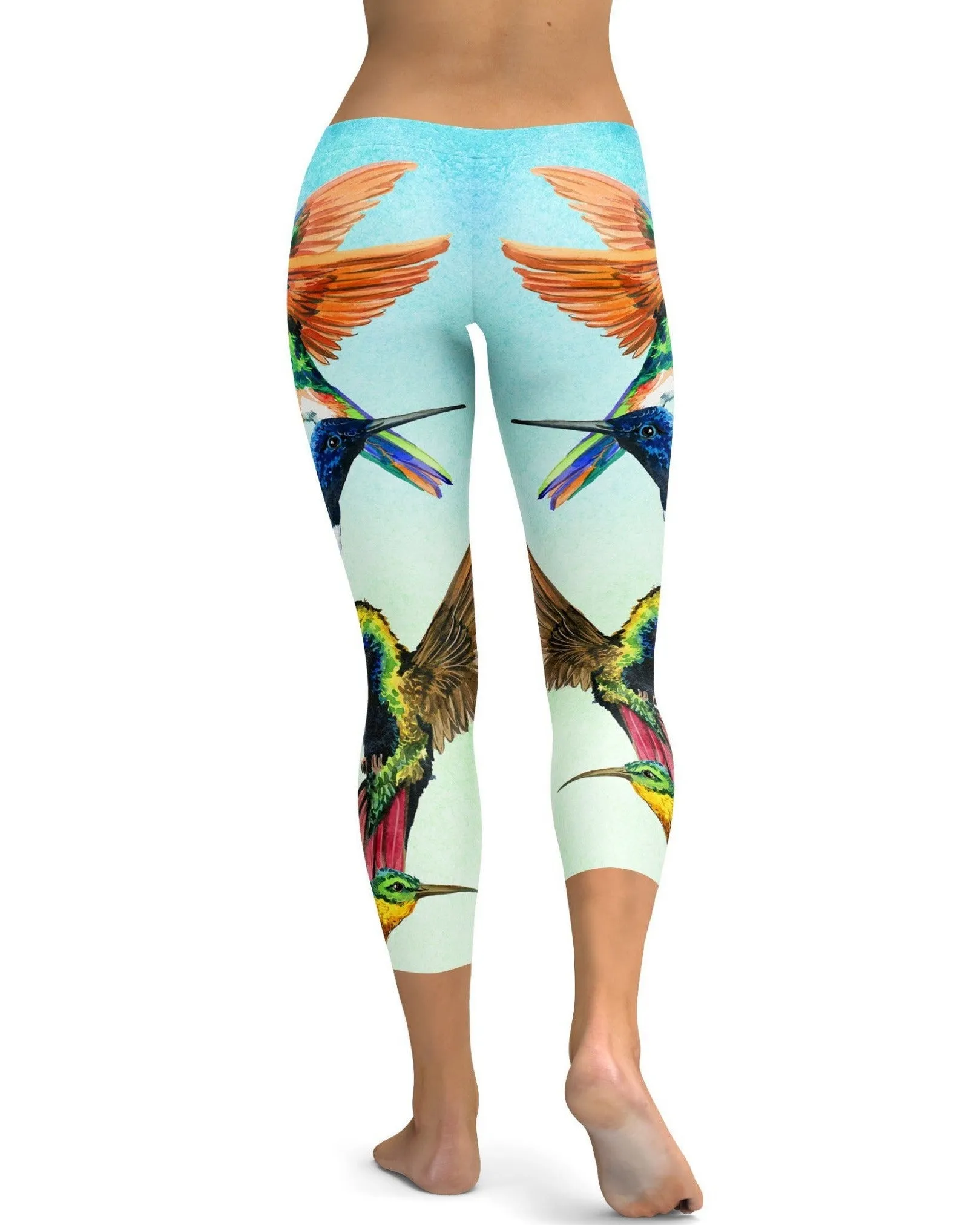 Watercolor Hummingbird Capris