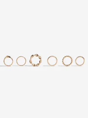 Westside Accessories Gold Twisted And Textured Rings Set - Pack of 6
