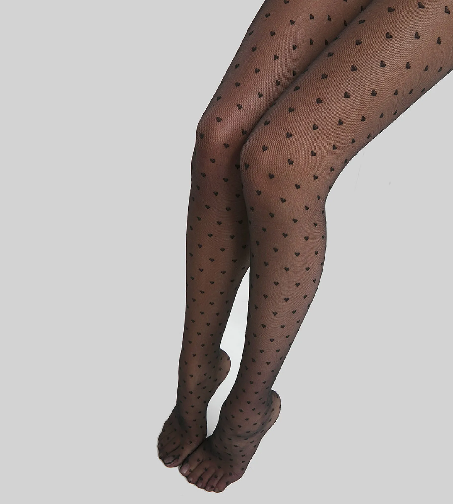 Women's Black sheer tights with hearts 19D Dim Style
