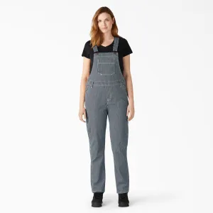 Women’s Hickory Stripe Boyfriend Fit Bib Overalls - Stonewashed Hickory Stripe