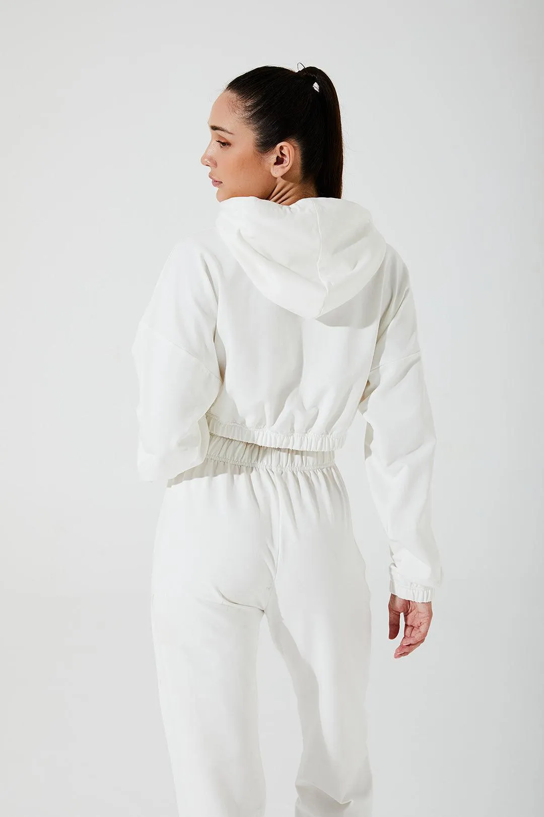 Women's Hoodie Croptop - White