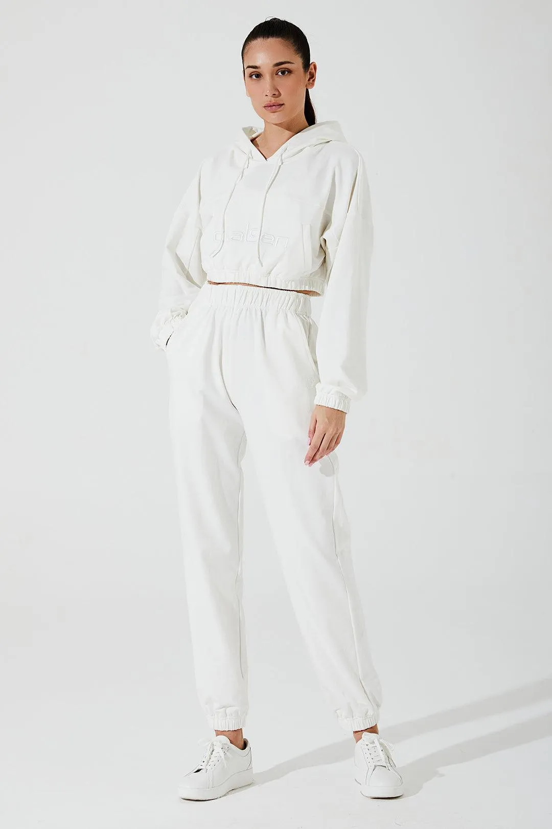 Women's Hoodie Croptop - White
