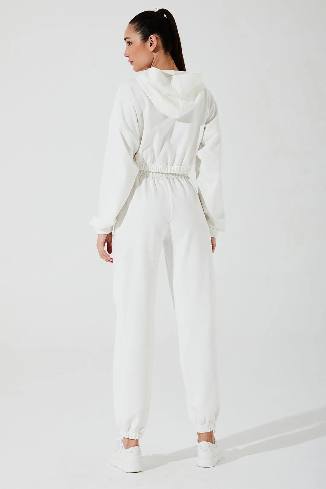 Women's Hoodie Croptop - White